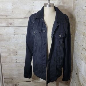 Jackson black distressed denim Jacket.  Size M